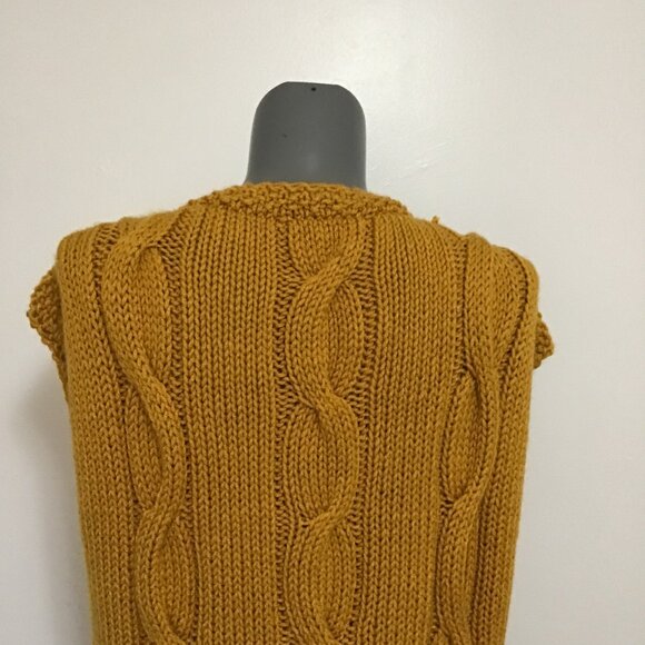 Handmade Cable Knit V-Neck Sleeveless Sweater Vest Size XL - Picture 6 of 11